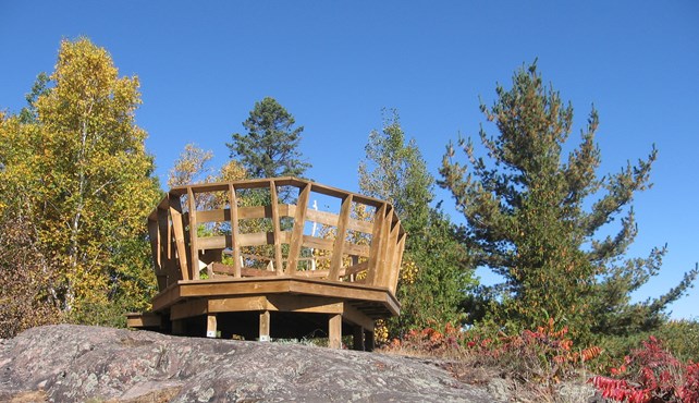 wooden platform overlooking Laurier Woods wetland