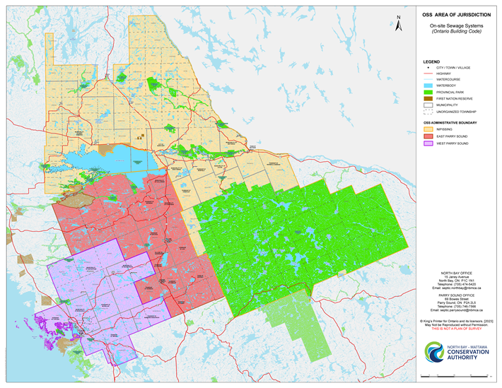 a map depicting 3 areas of jurisdiction for the On-site Sewage System program