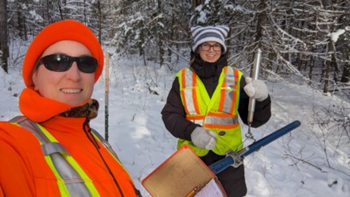NBMCA Staff at Shirley Skinner Measuring Snow Depths