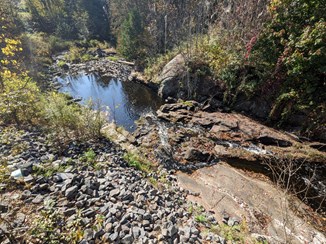 la vase river with low water and lots of rocks in the fall